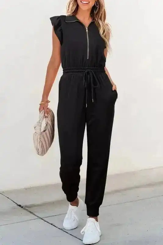 Zipped Elegance Casual Jumpsuit-0